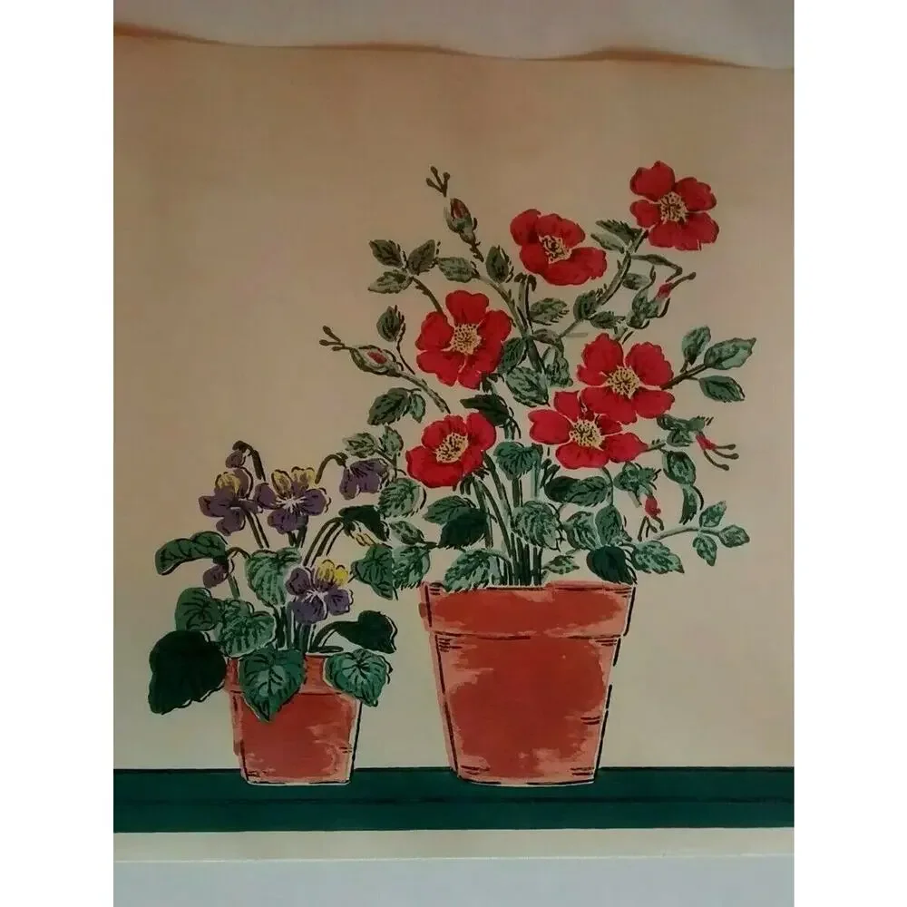 York Flower Pots Wall Border - 5 Yds